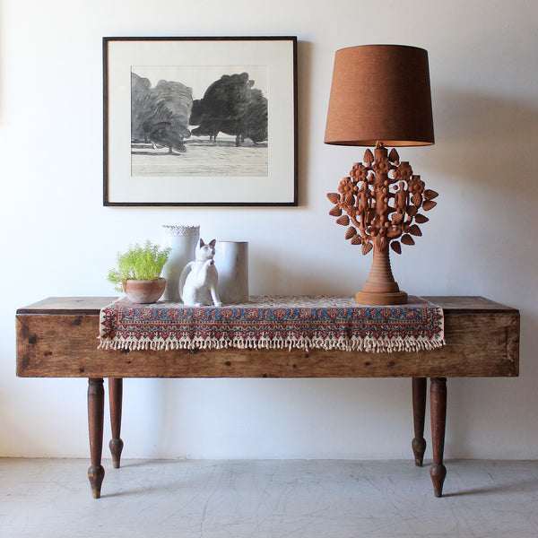 Drop Leaf Table, Tree of Life Lamp, and Astier de Villatte Accessories