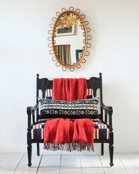 Edwardian Settee, Italian Mirror, and Mohair Throw