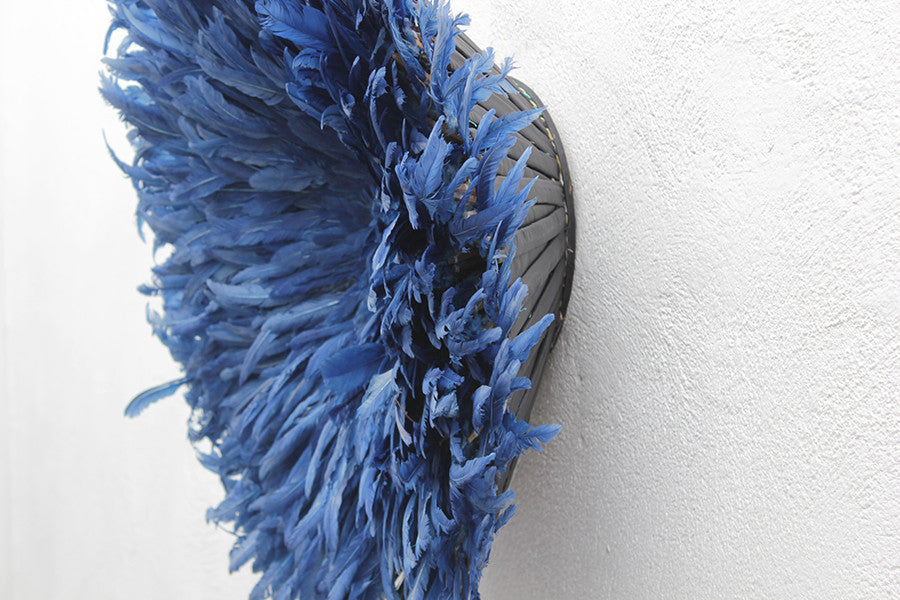 African Feather Headdress | Blue