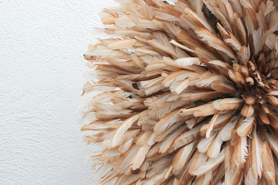 African Feather Headdress | Beige