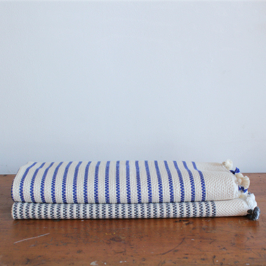 Moroccan Bath Mat | Blue Stripe
