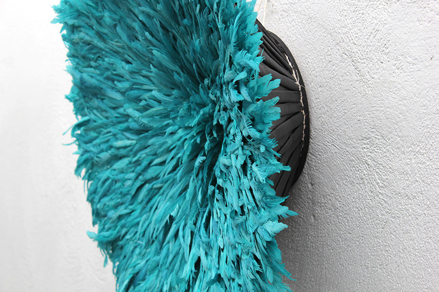 African Feather Headdress | Turquoise